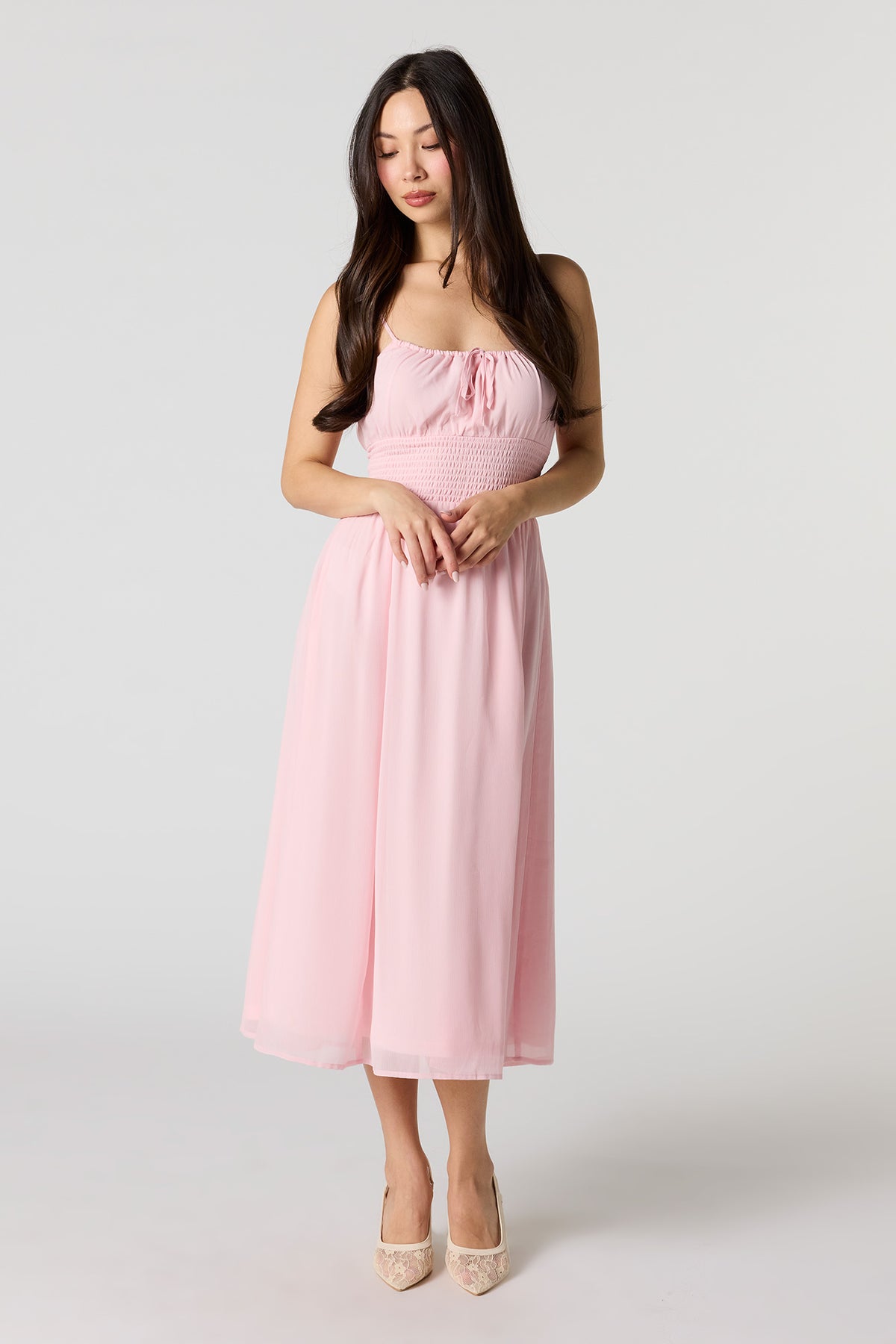 Robe midi en chiffon