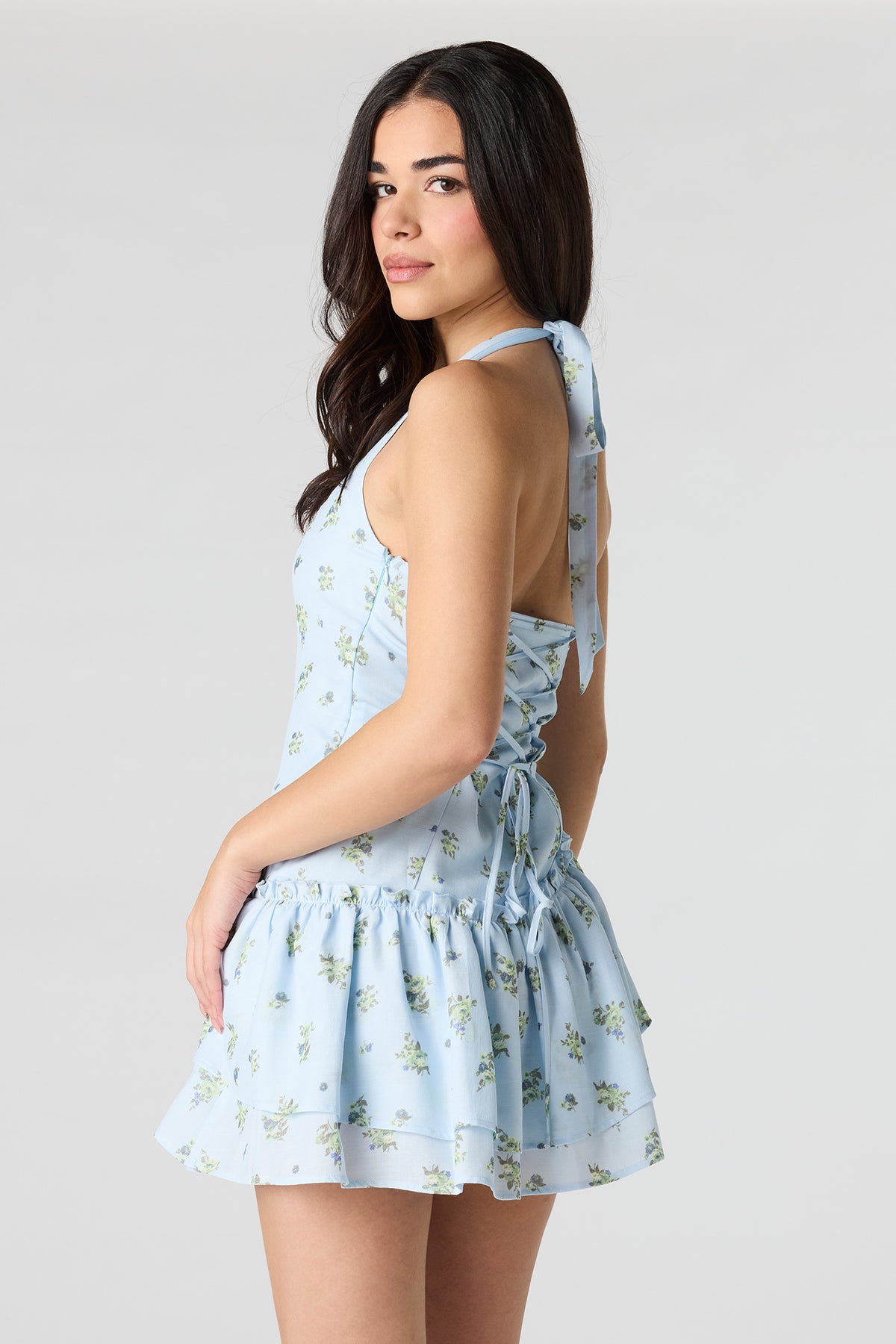 Alt View 2. Halter Mini Dress - Blue