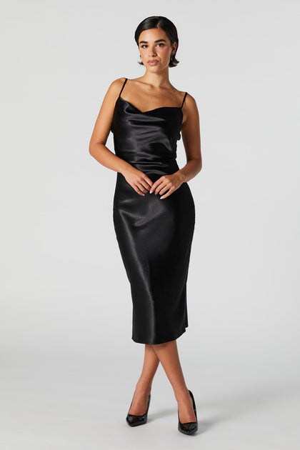 Black Mini Dress - Sweatheart Bodycon Dress - Black Satin Dress