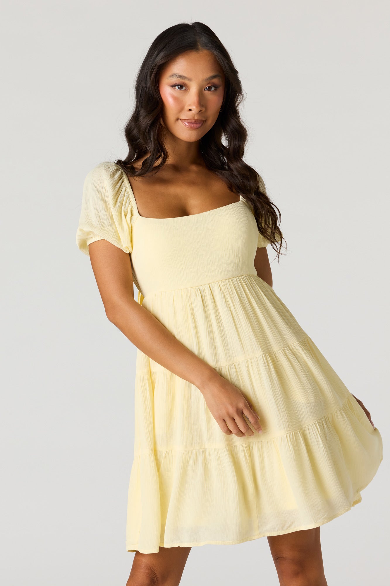 Braless Tie Back Tiered Mini Dress  Urban Planet