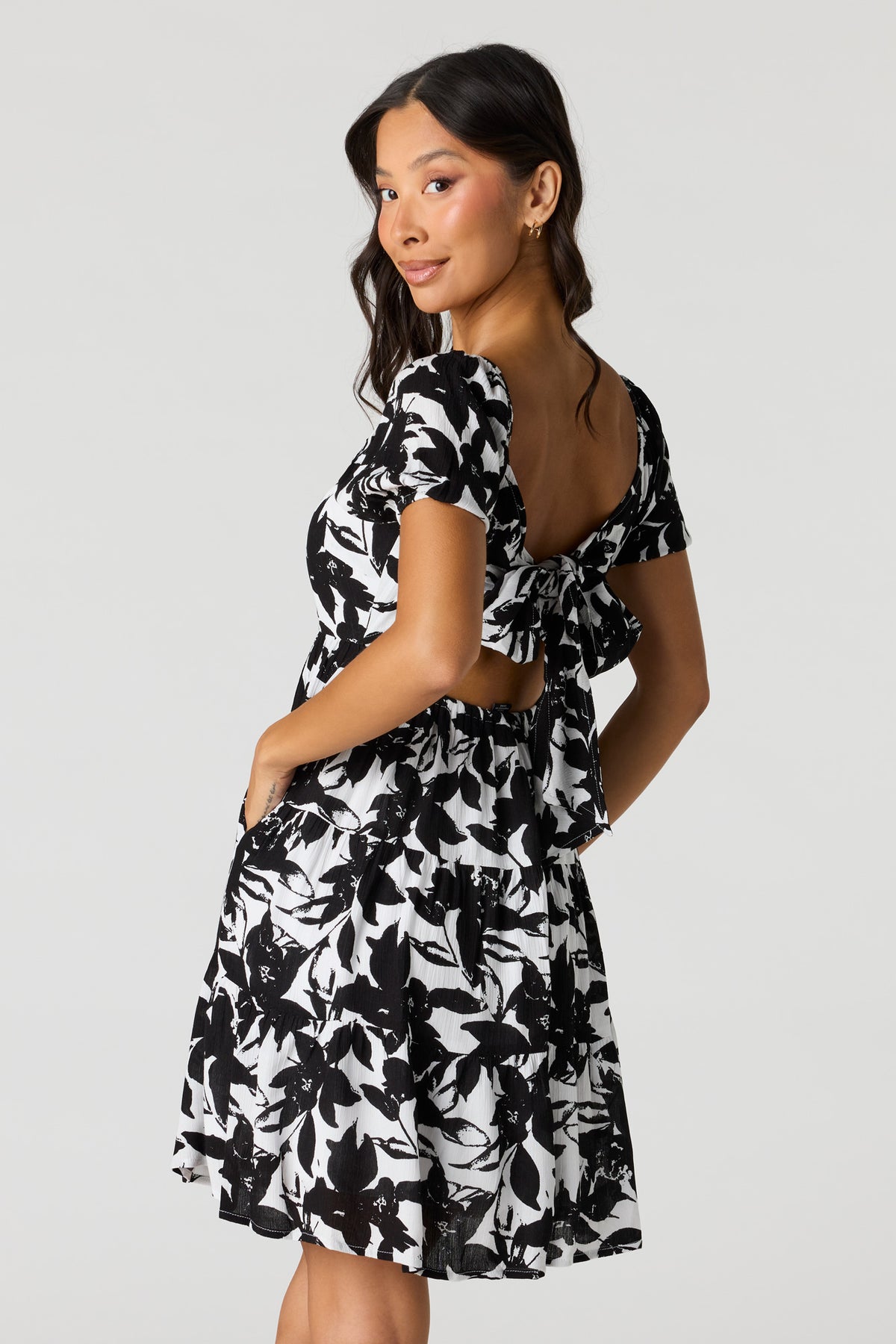 Braless Tie Back Tiered Mini Dress  Urban Planet