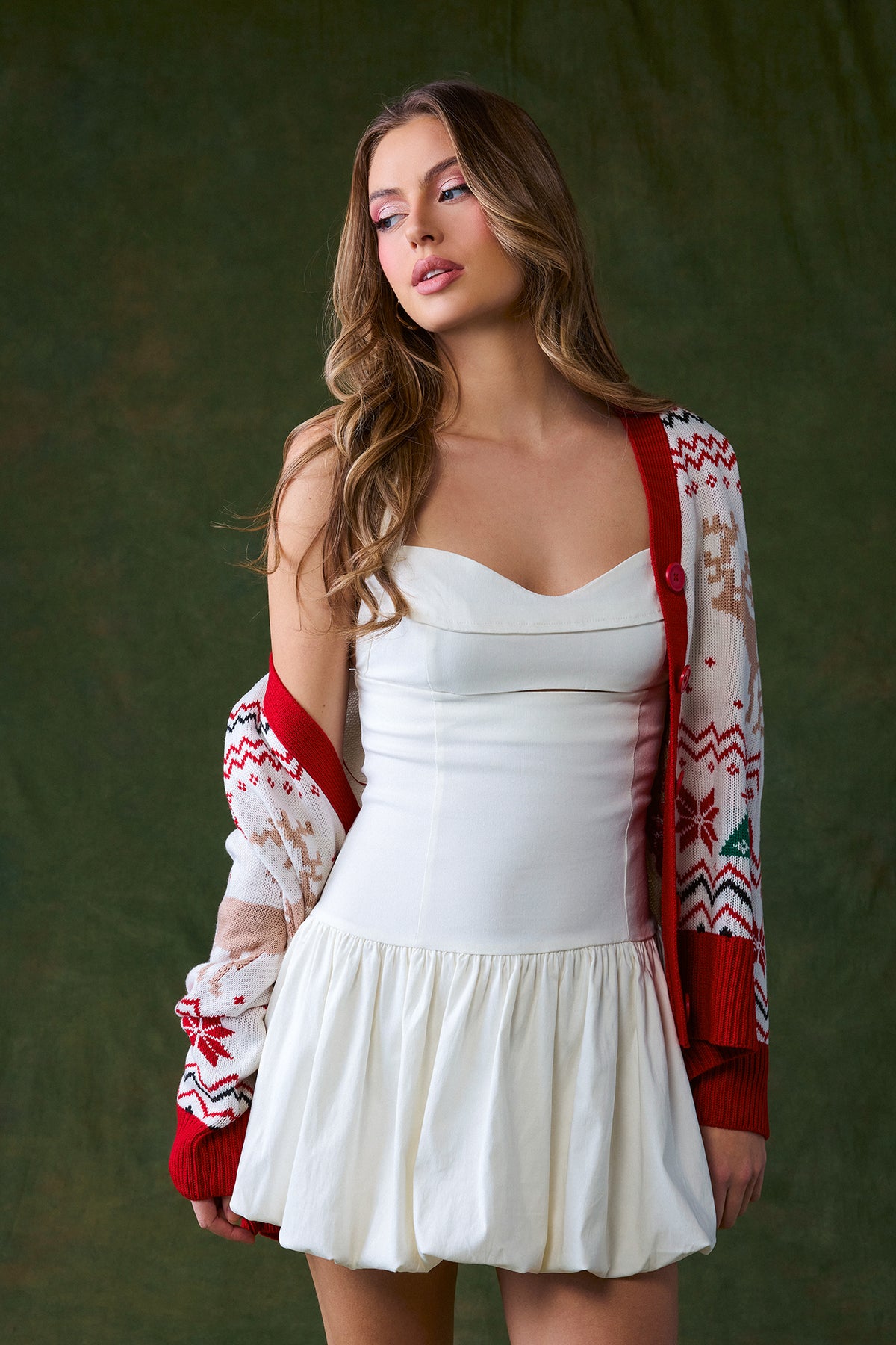 Cut Out Mini Bubble Dress - White