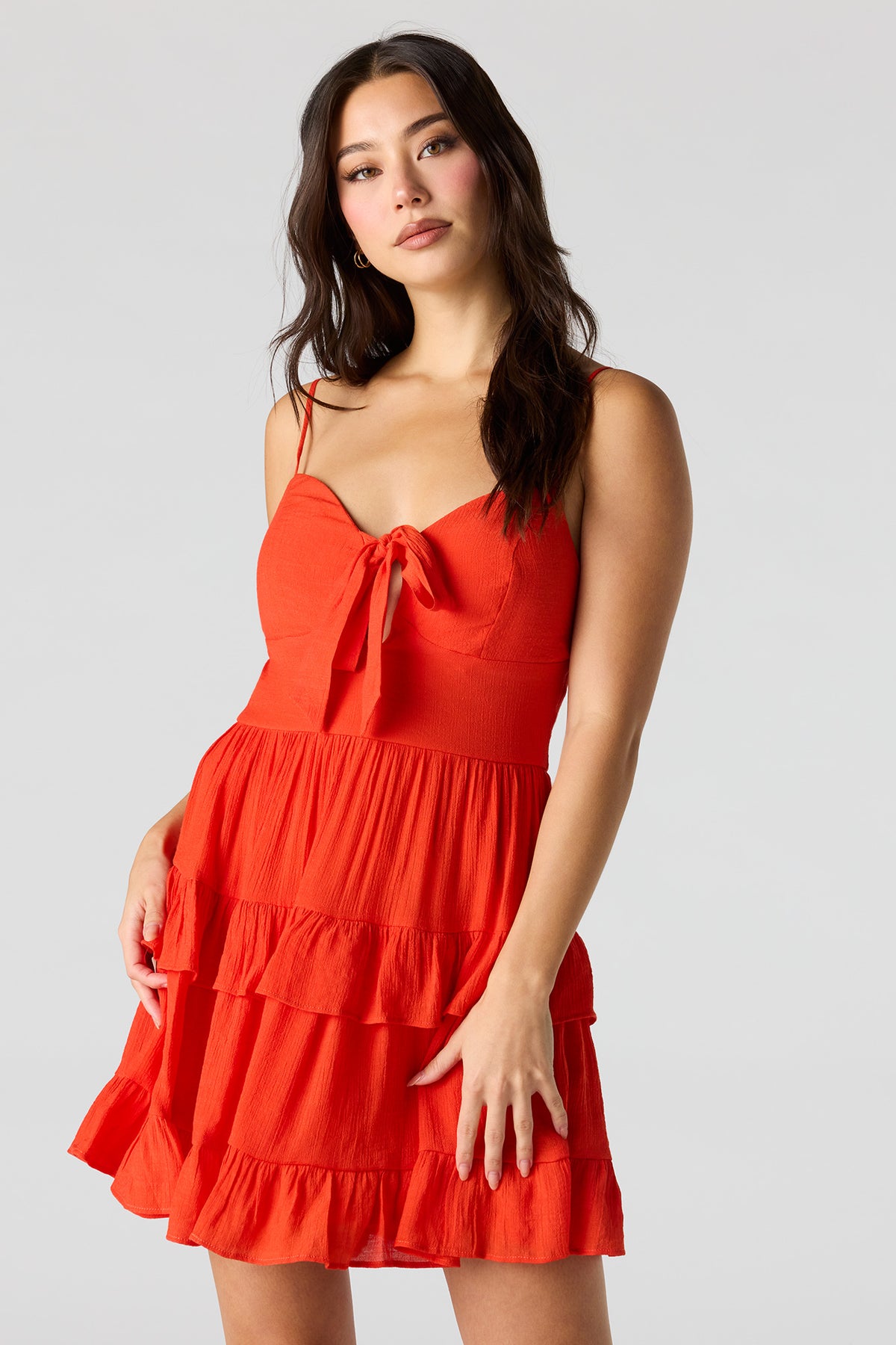 Tiered Mini Dress - Red