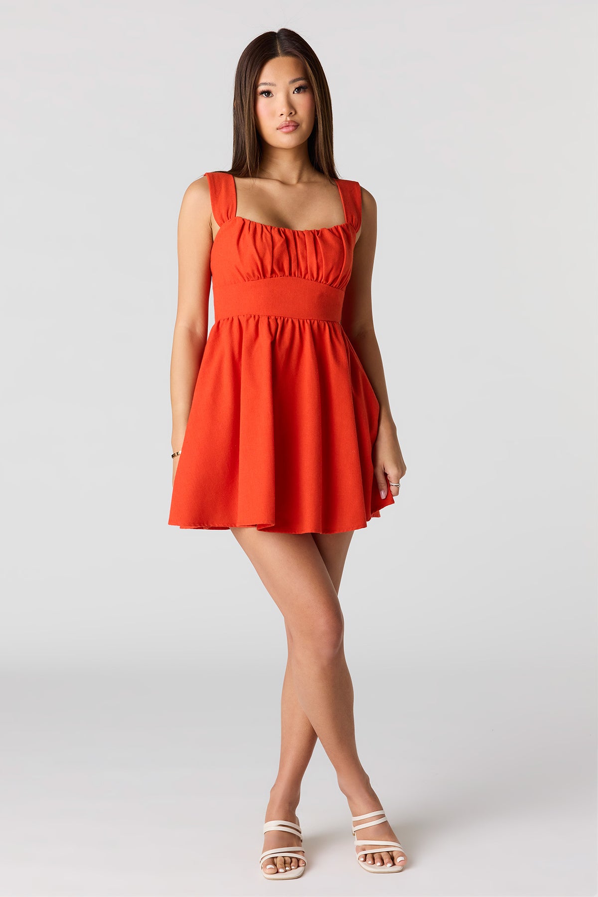 Alt View 12. Linen-Blend A-Line Mini Dress - Black with White