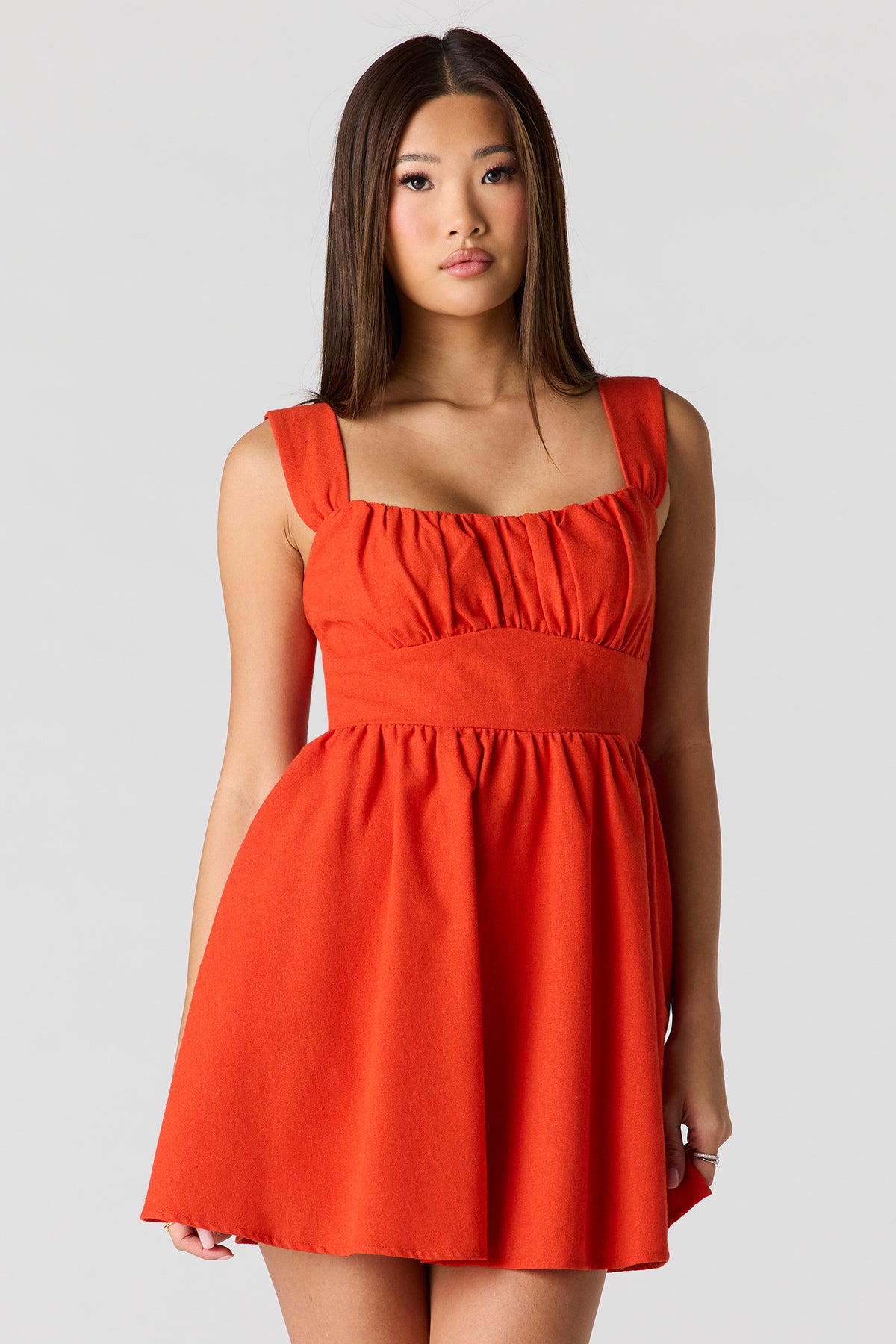 Alt View 10. Linen-Blend A-Line Mini Dress - Black with White