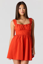Linen-Blend A-Line Mini Dress