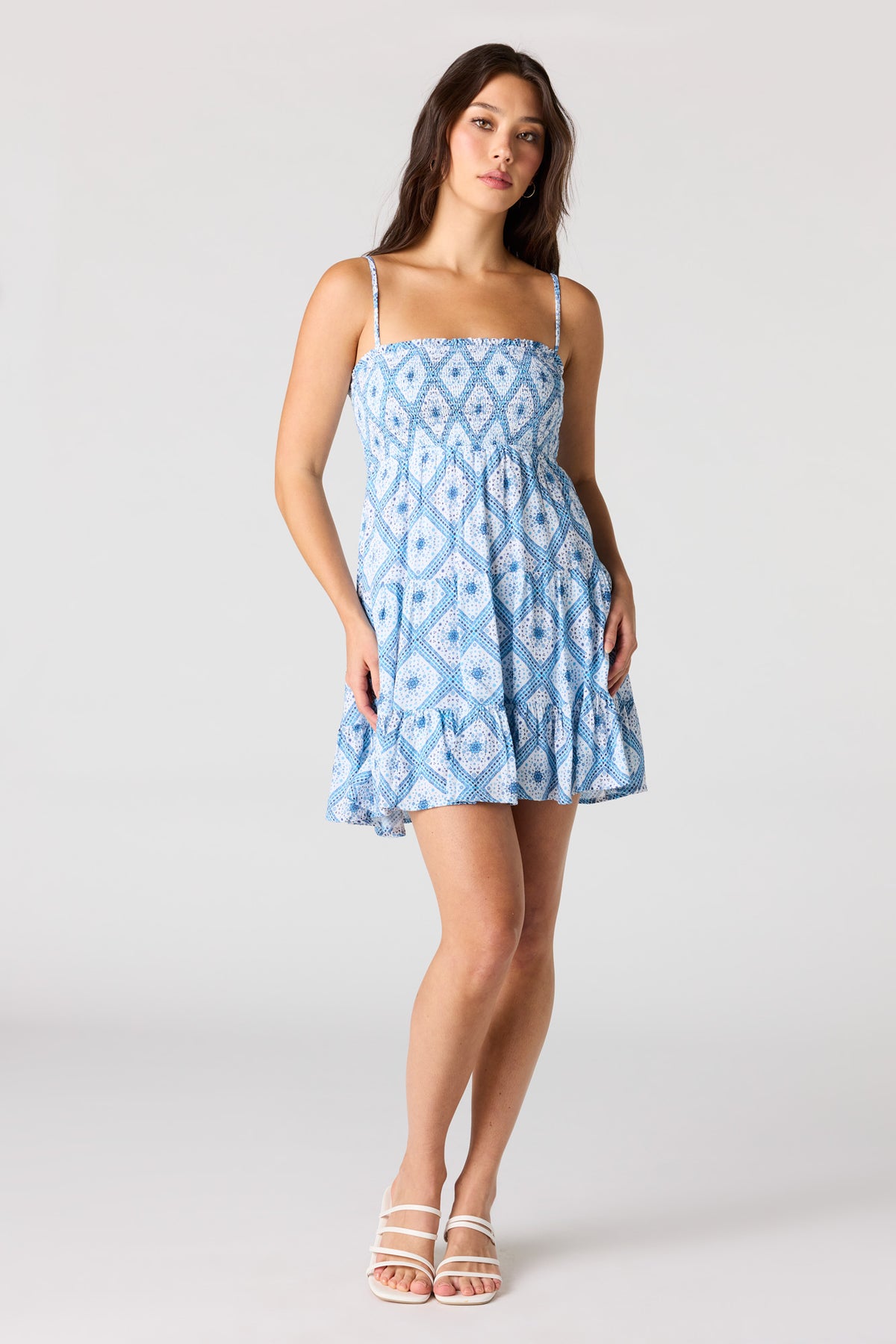 Alt View 3. Smocked Tiered Mini Dress - Light Blue