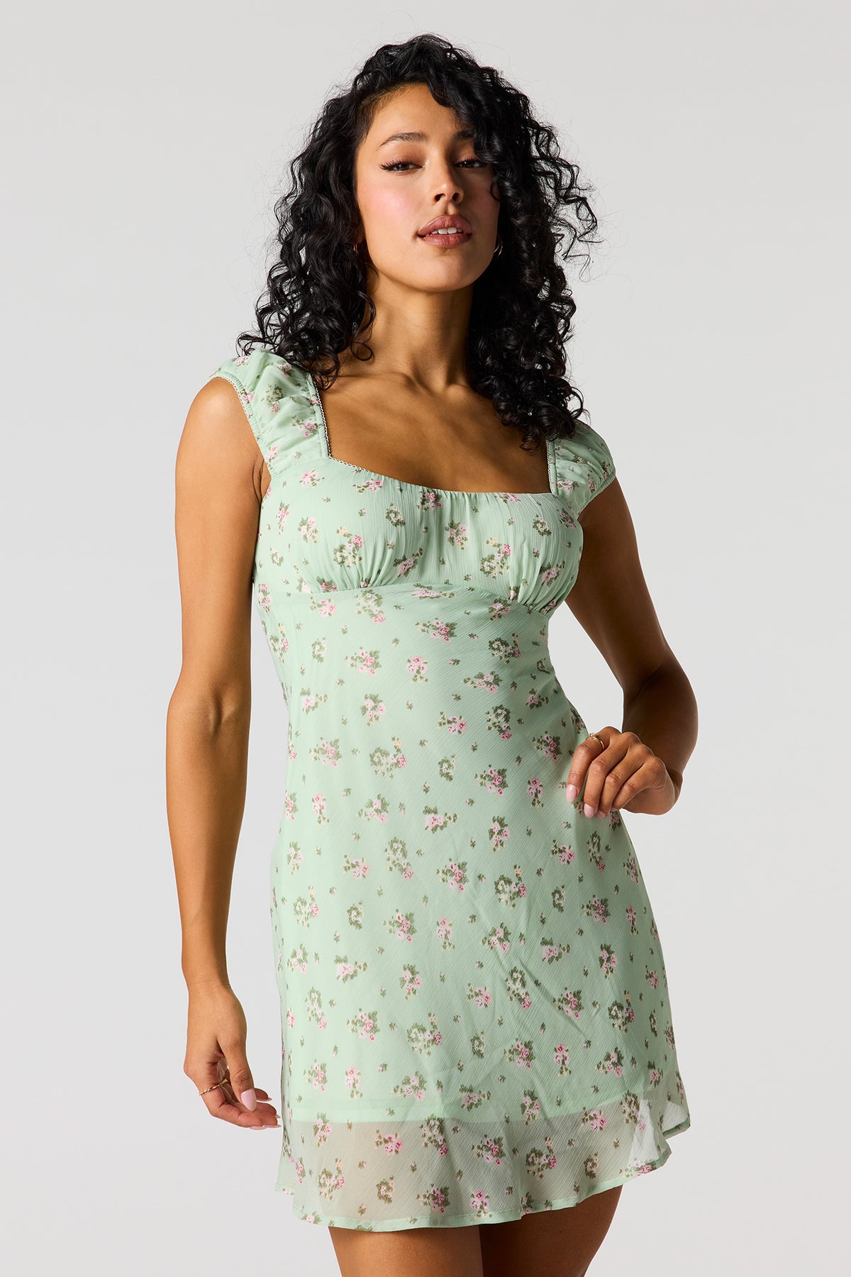 Floral Chiffon Mini Dress  Urban Planet