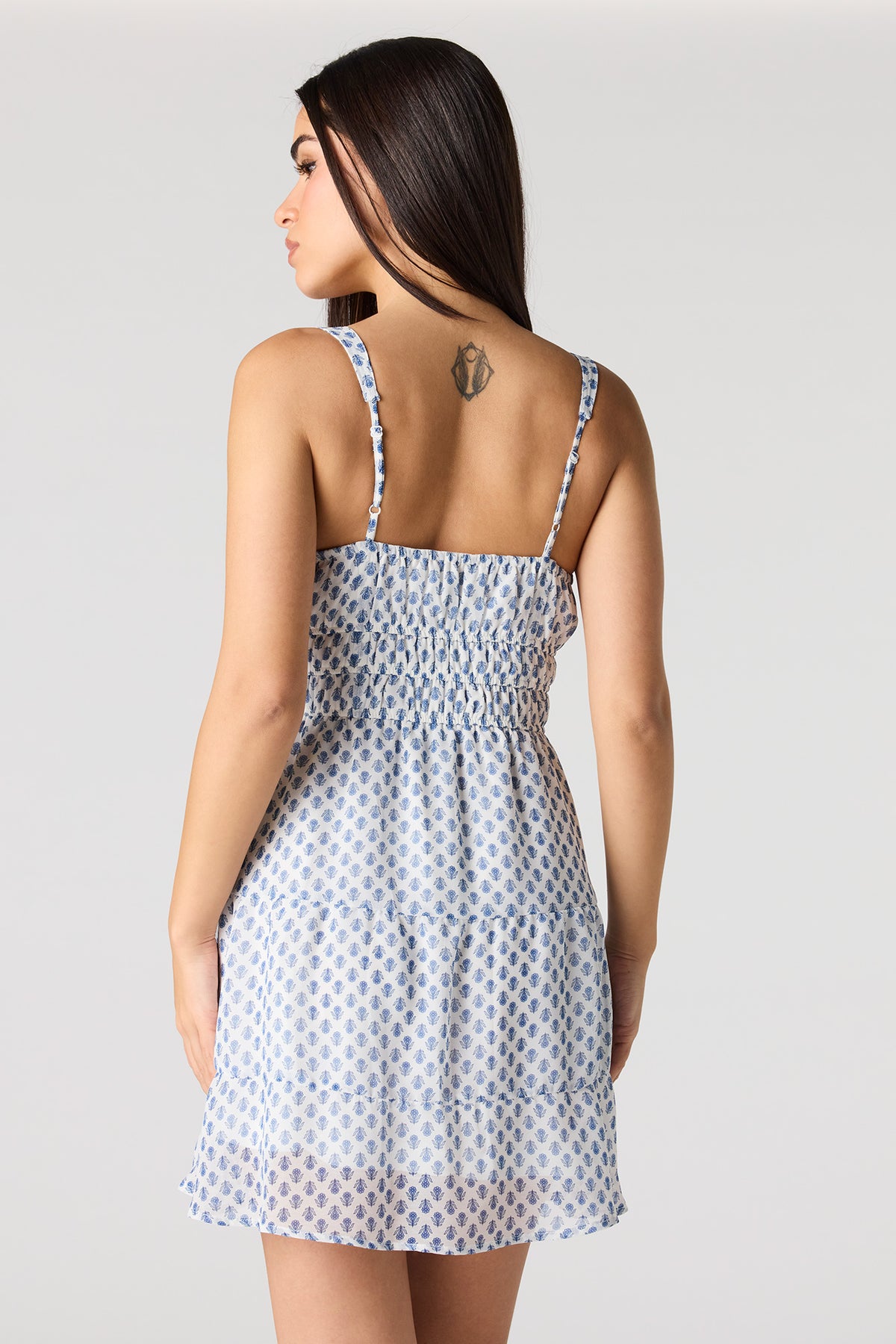 Alt View 2. Chiffon Tiered Mini Dress - White