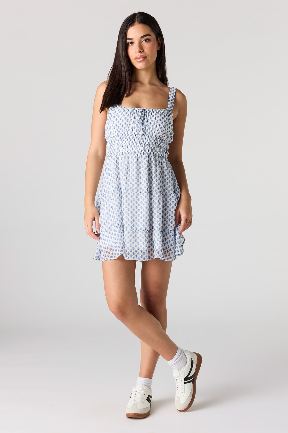 Alt View 3. Chiffon Tiered Mini Dress - White