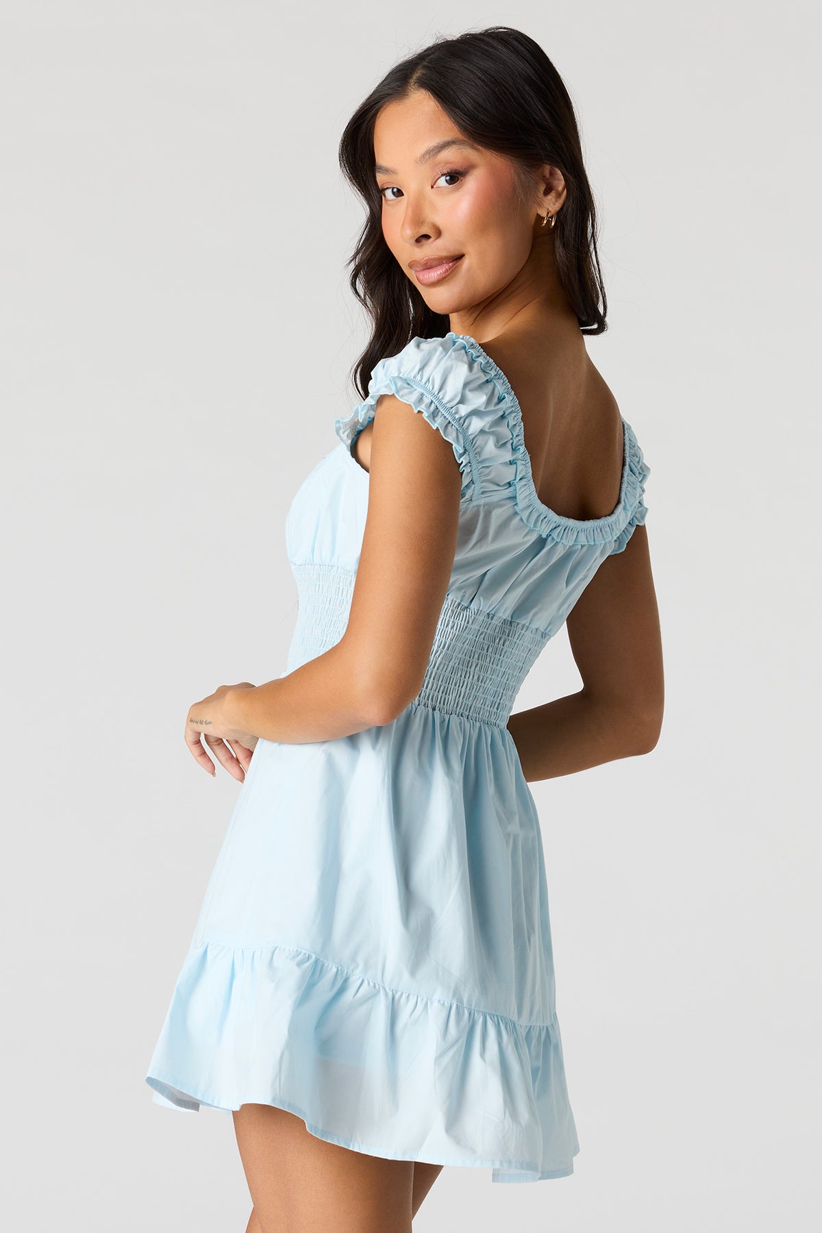 Alt View 2. Smocked Waist Mini Romper Dress - Light Blue