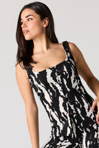 Textured Square Neck Button Front Tank