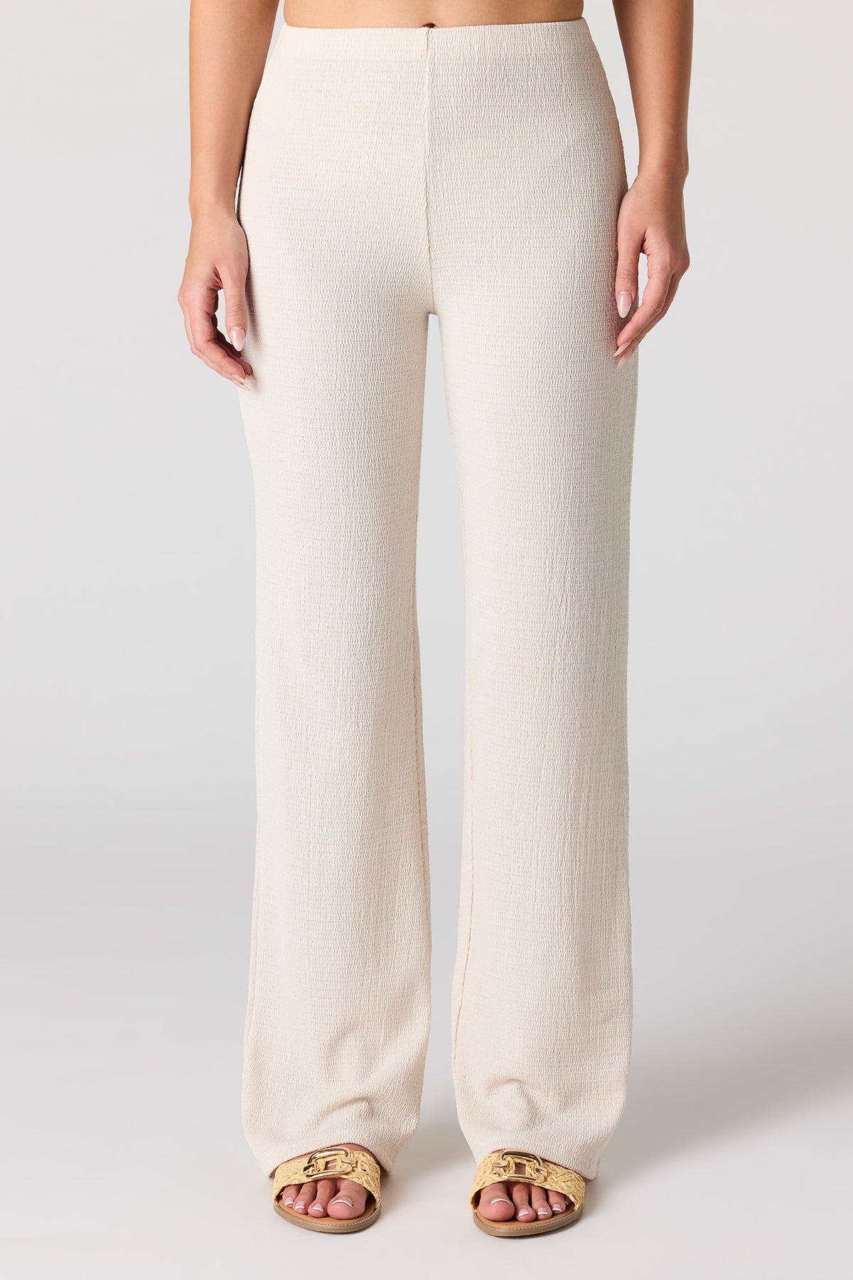 Alt View 2. Textured Wide Leg Pant - White