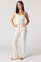 Textured Wide Leg Pant