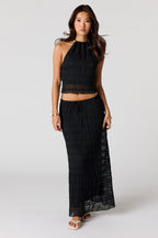 Textured Chiffon Maxi Skirt
