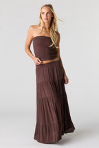 Textured Tiered Maxi Skirt