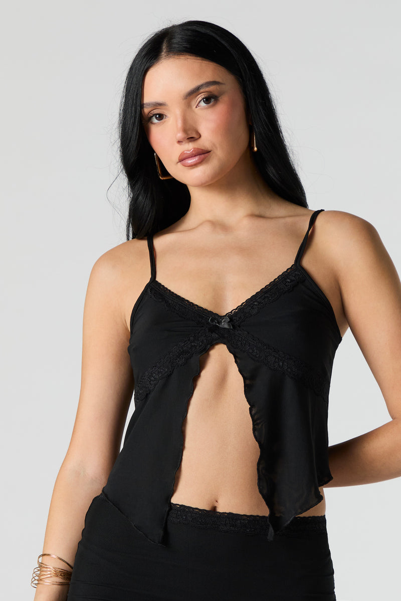 Mesh Lace Trim Flyaway Cami