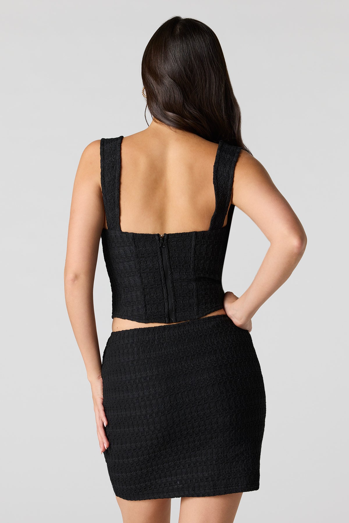 Alt View 2. Puckered Knit Mini Skirt - Black