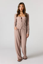 Textured Wide Leg Pant