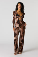 Pantalon à jambe large et taille haute
