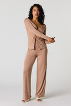 Pantalon à jambe large et taille haute