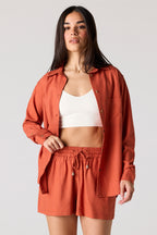 Linen-Blend Drawstring Short