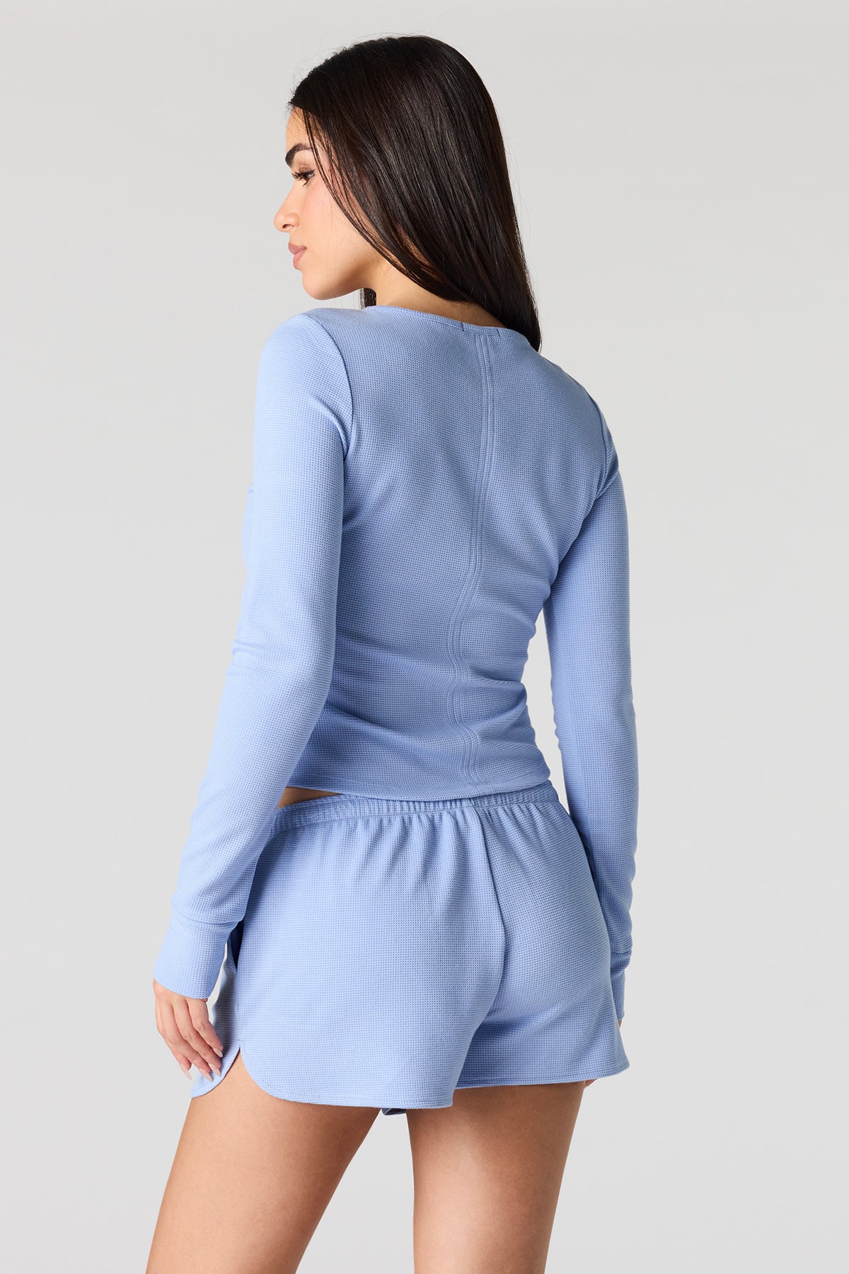 Alt View 2. Waffle Knit Short - Light Blue