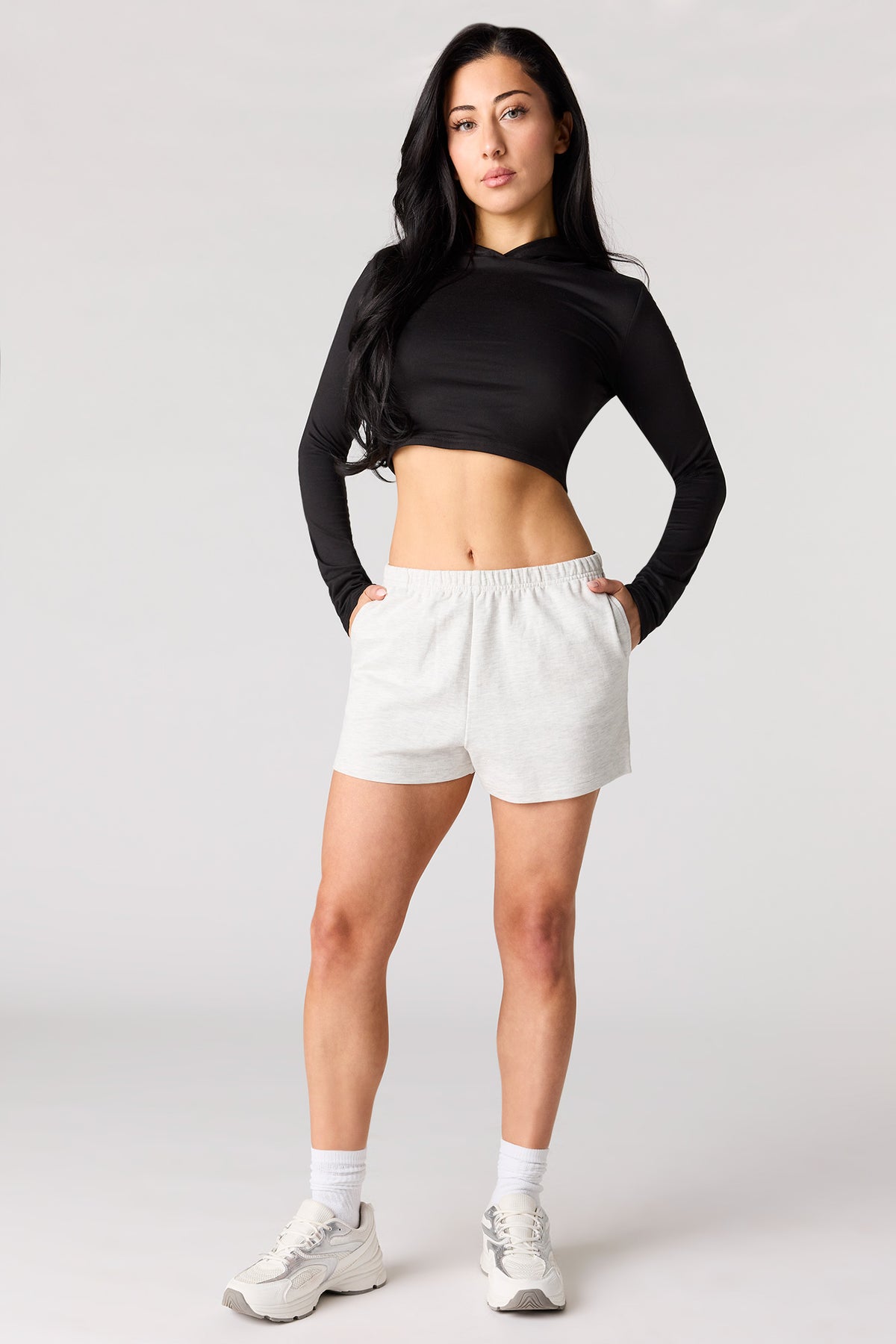 Alt View 3. Fleece Short - Heather Grey