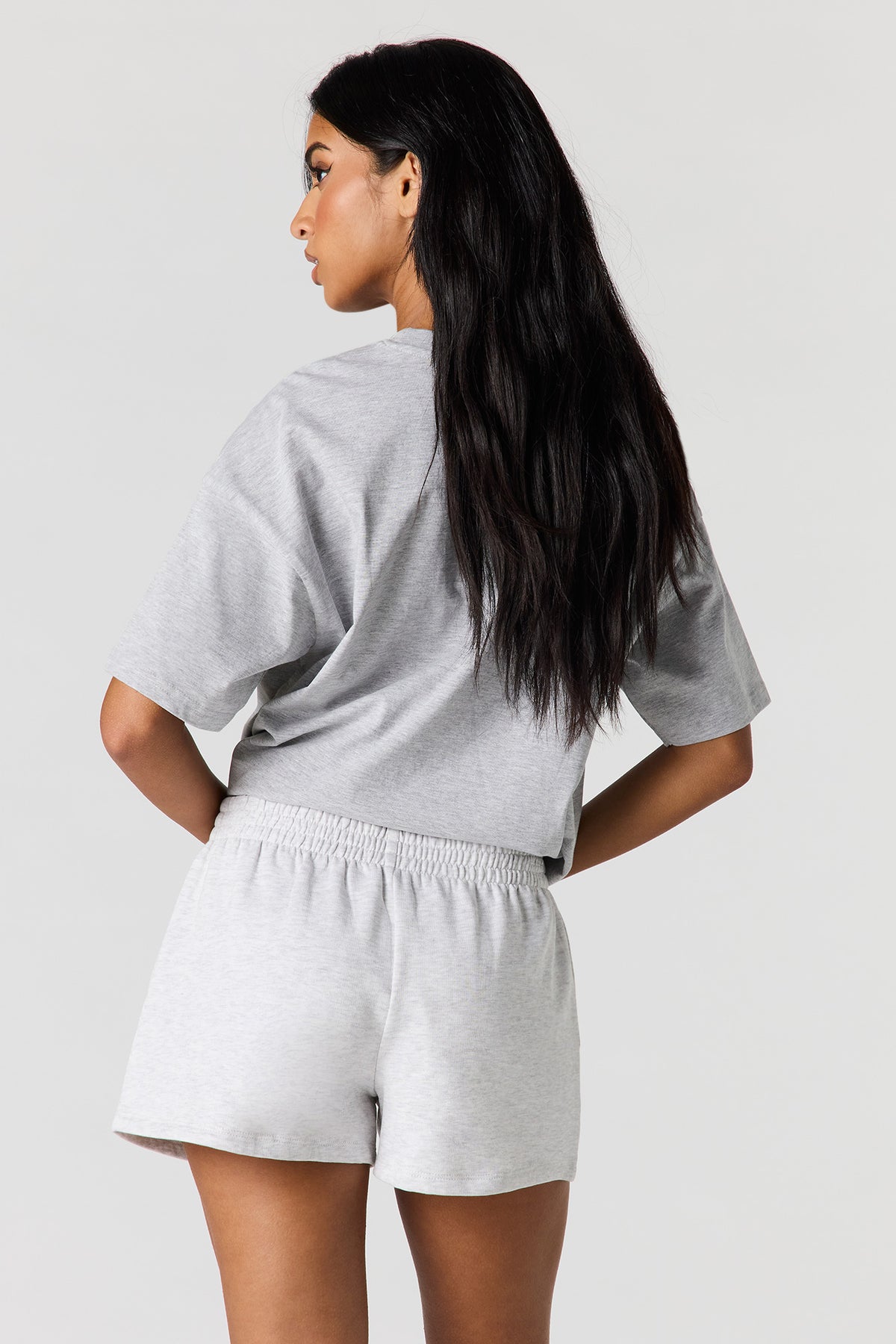 Alt View 2. Fleece Short - Light Grey