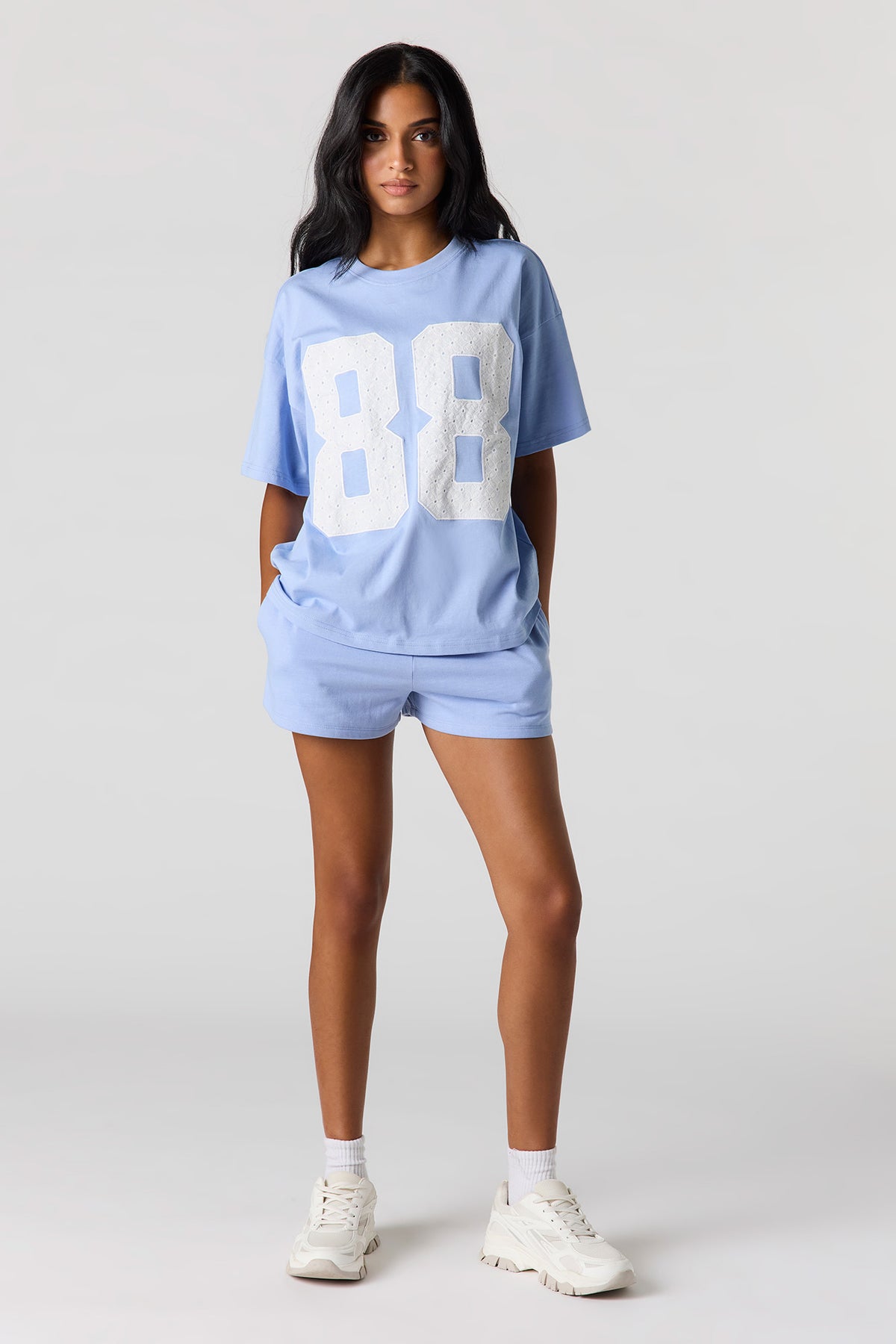 Alt View 3. Fleece Short - Light Blue