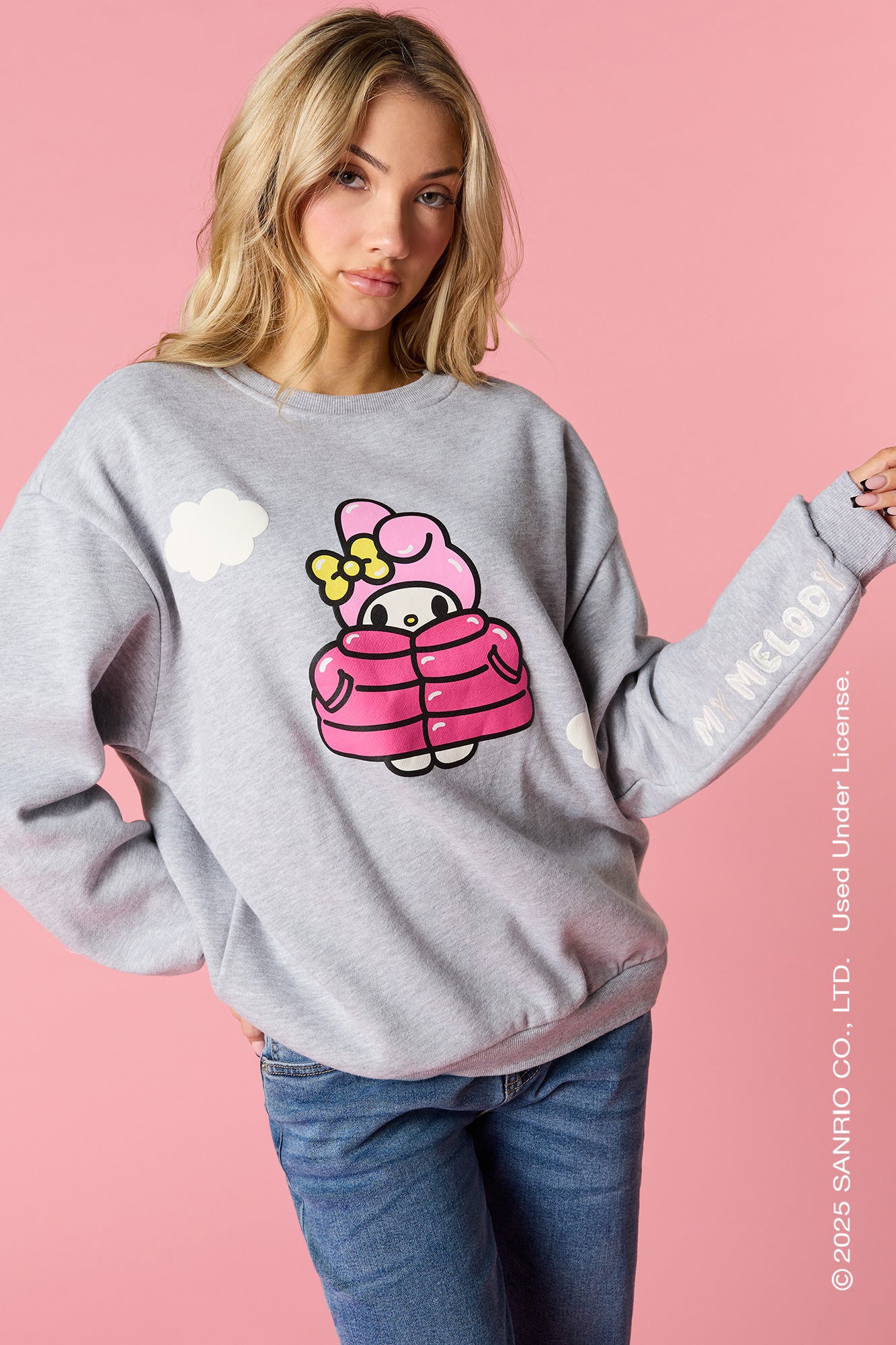 My Melody™ Puff Print Fleece Sweatshirt – Urban Planet My Melody™ Puff Print Fleece Sweatshirt – Urban Planet