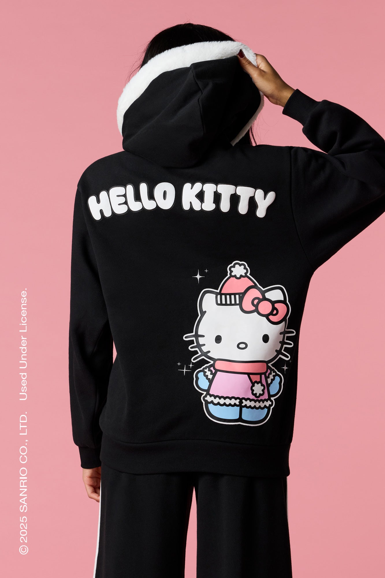 Hello Kitty® Puff Print Faux Fur Trim Hoodie – Urban Planet
