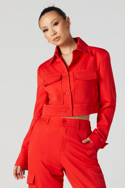Cropped jacket with pockets - Woman