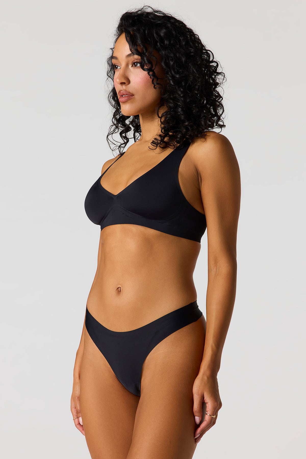 Alt View 2. No-Show Thong Panty (3 Pack) - Black