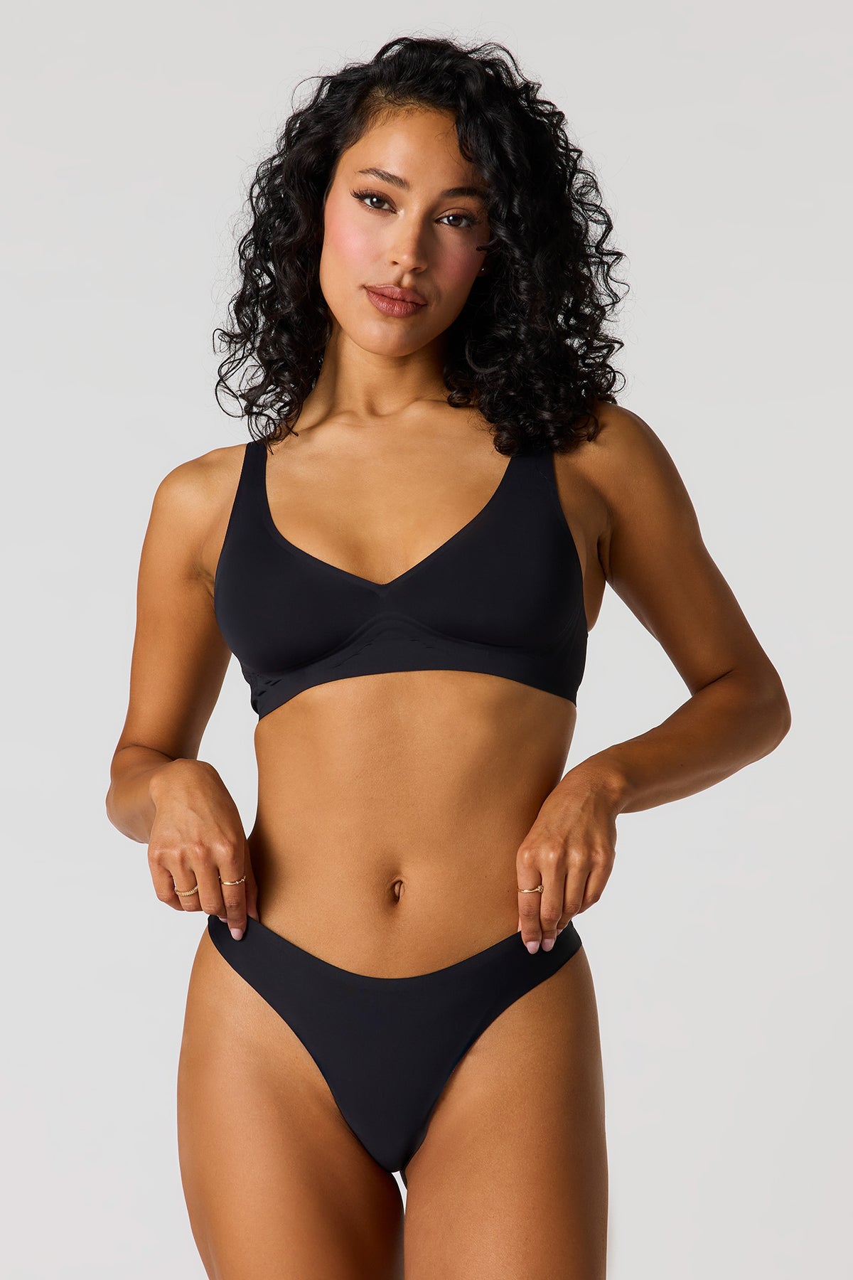 No-Show Thong Panty (3 Pack) - Black