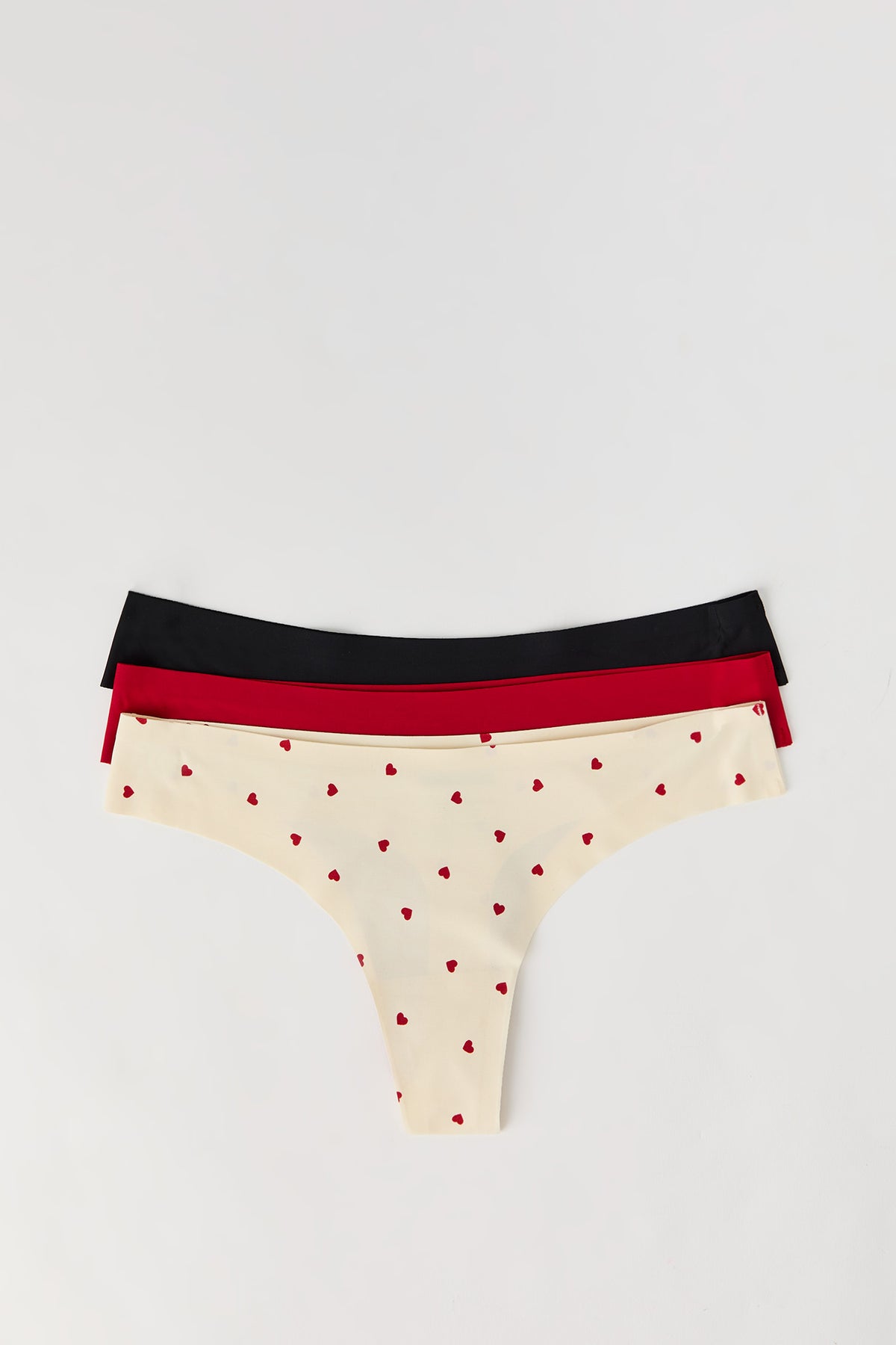 Alt View 4. No-Show Thong Panty (3 Pack) - Red