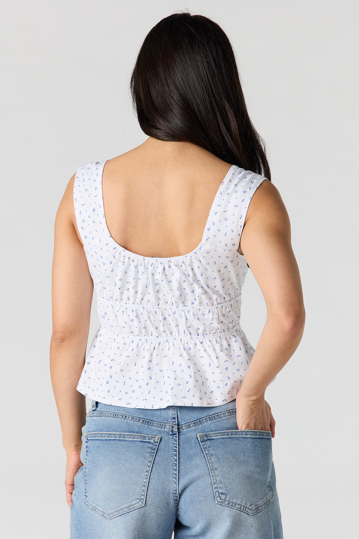 Alt View 2. Scoop Neck Peplum Tank - Blue