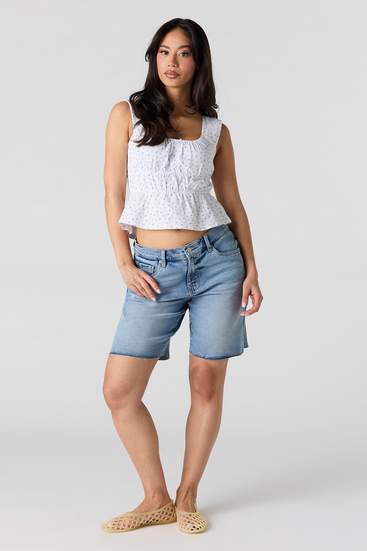 Alt View 3. Scoop Neck Peplum Tank - Blue