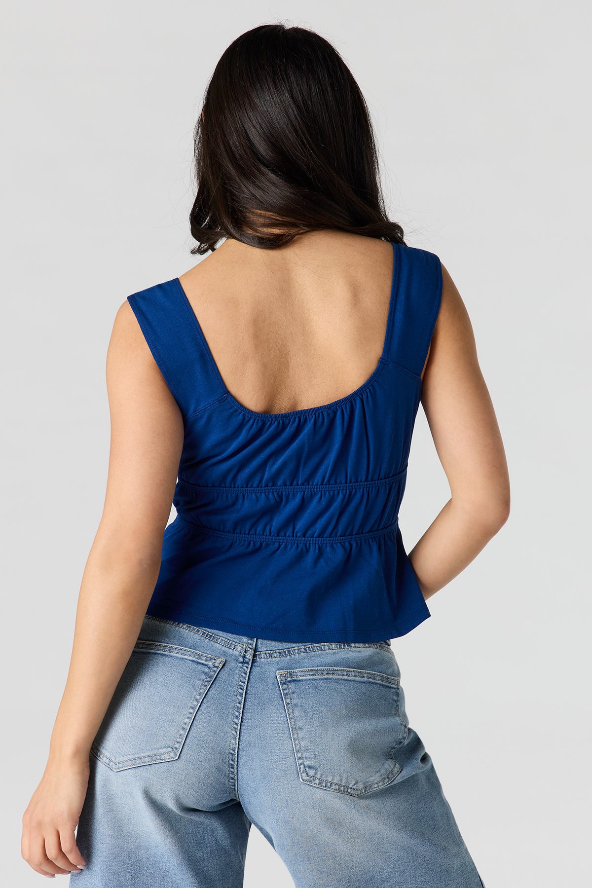 Alt View 2. Scoop Neck Peplum Tank - Navy
