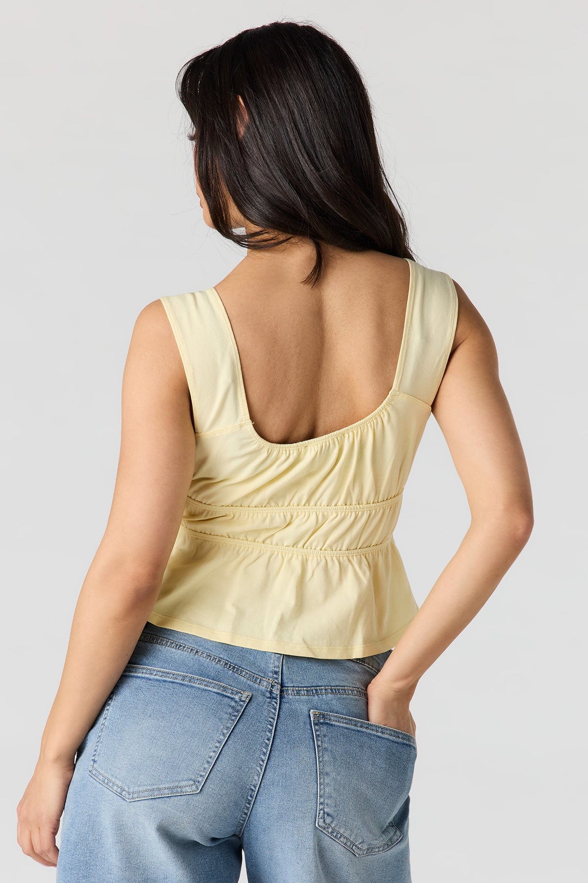 Alt View 2. Scoop Neck Peplum Tank - Yellow