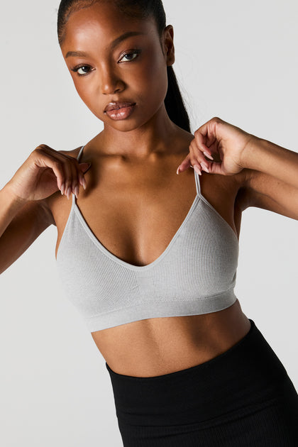 Seamless Ribbed V-Neck Bralette