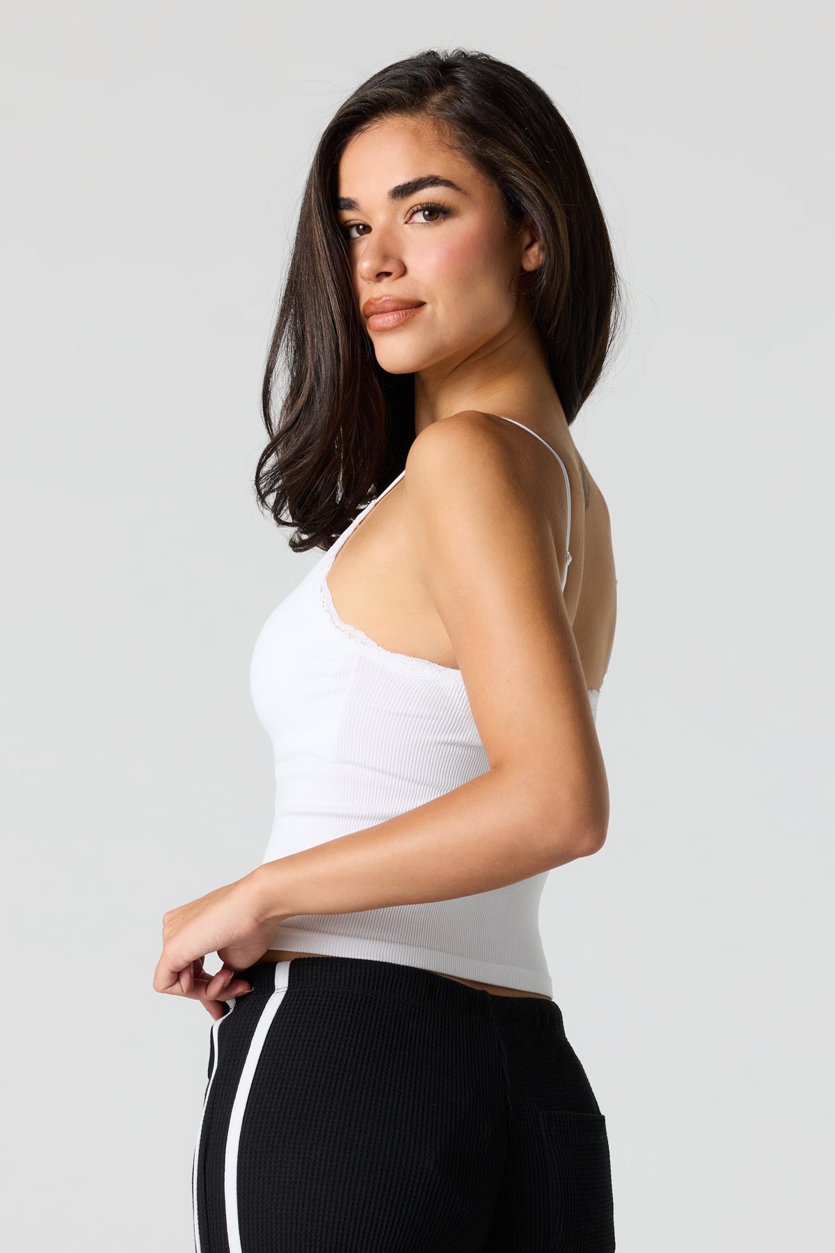 Alt View 2. Braless Seamless Ribbed Cami - White