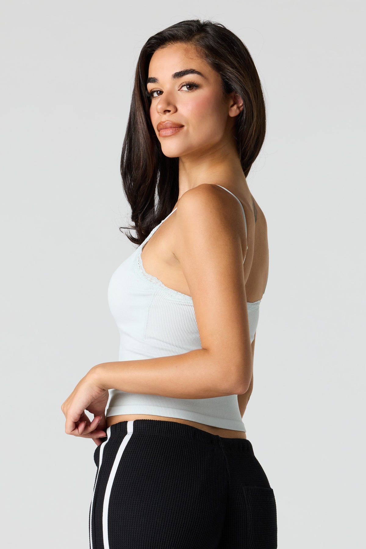 Alt View 2. Braless Seamless Ribbed Cami - Blue