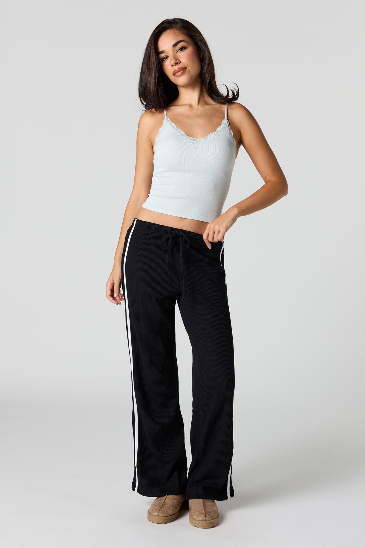 Alt View 3. Braless Seamless Ribbed Cami - Blue