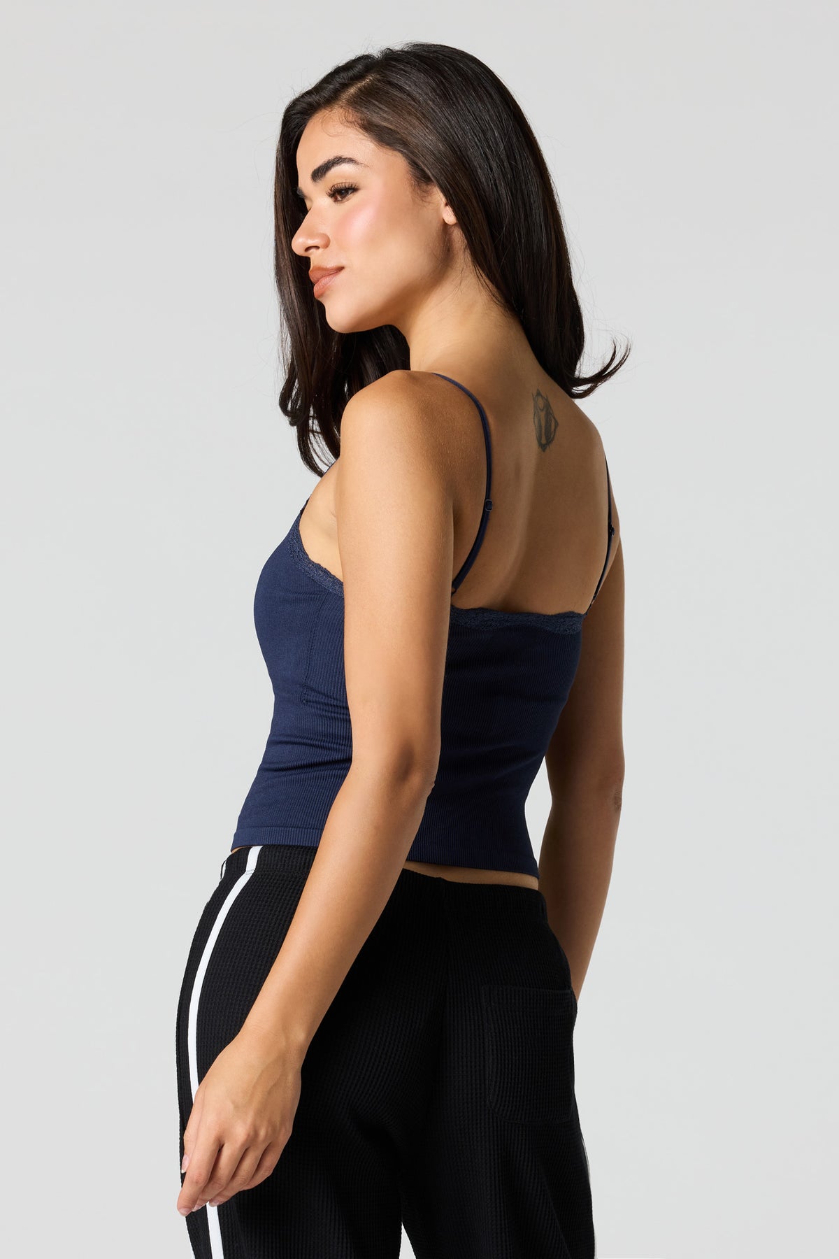 Alt View 2. Braless Seamless Ribbed Cami - Navy