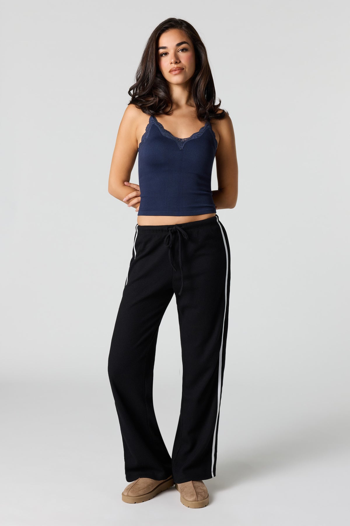 Alt View 3. Braless Seamless Ribbed Cami - Navy