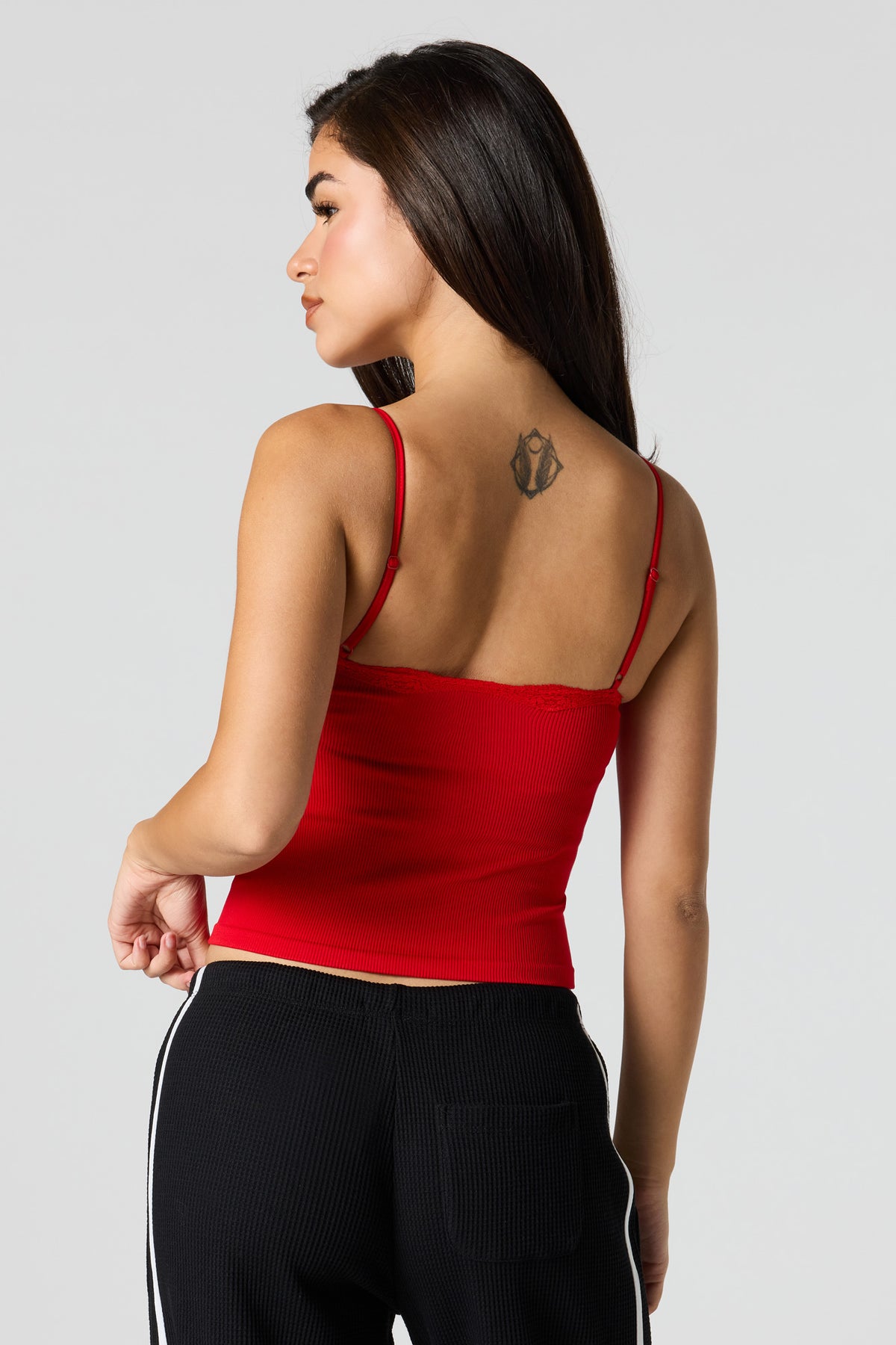 Alt View 2. Braless Seamless Ribbed Cami - Red