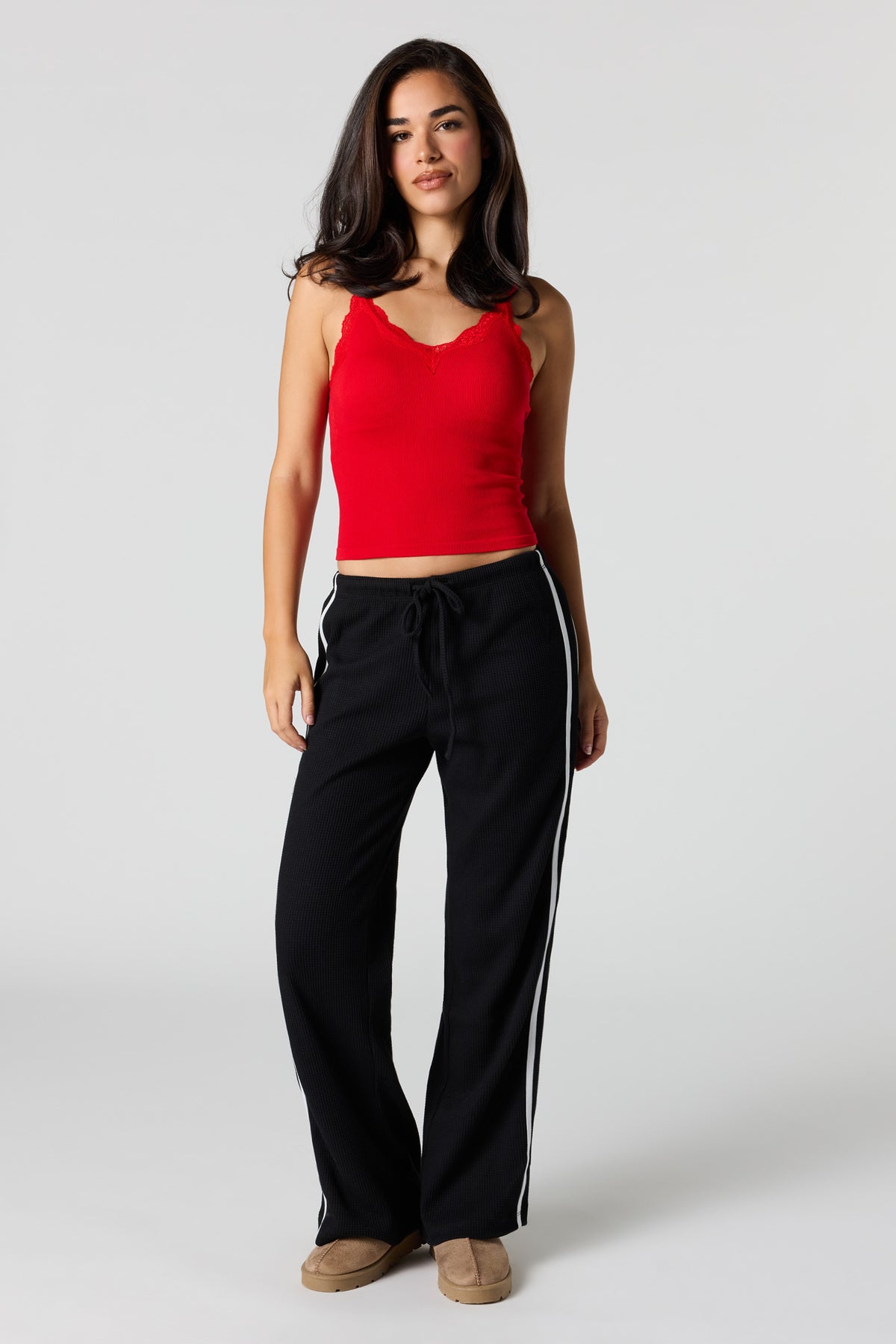 Alt View 3. Braless Seamless Ribbed Cami - Red