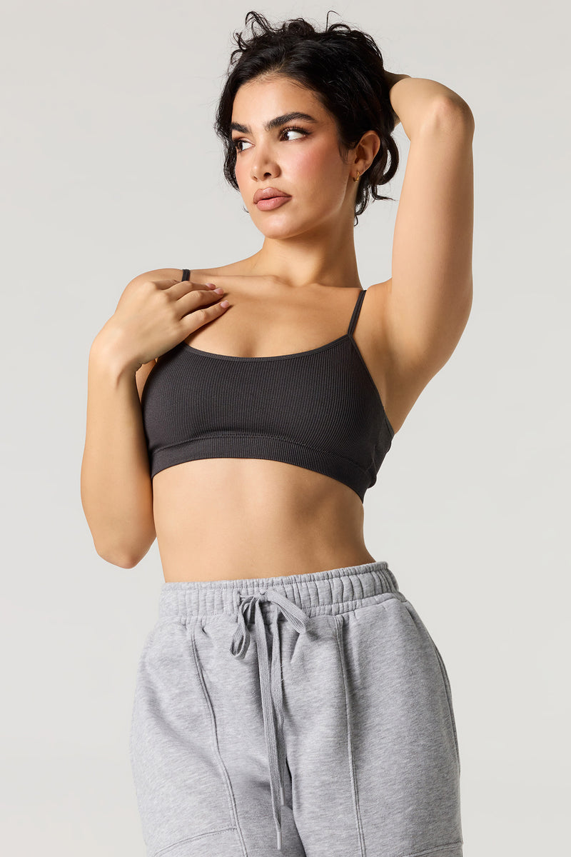 Seamless Ribbed Bralette with Built-In Cups