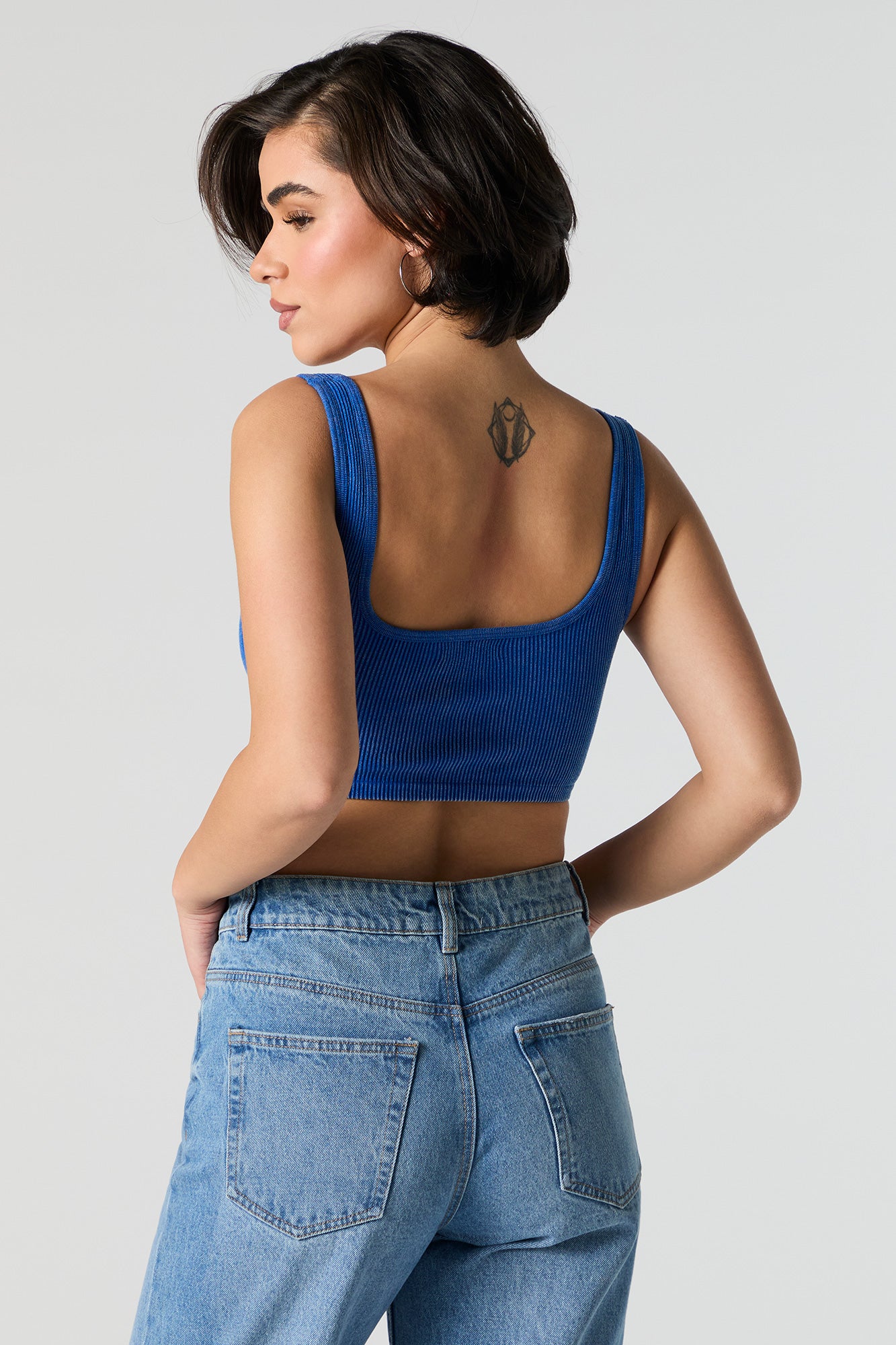 Ribbed Square Neck Ultra Cropped Tank